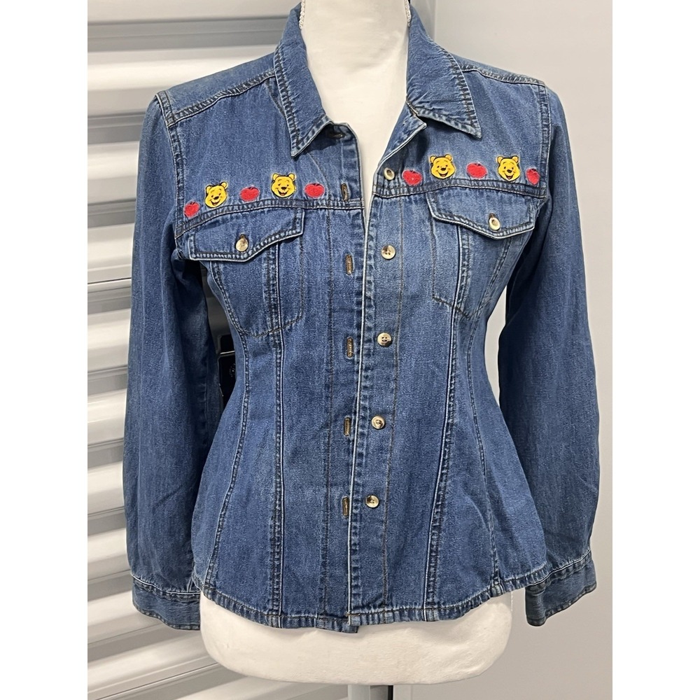 Vintage Women's Long sleeve Pooh Apples Disney Embroidered Shirt Western Style